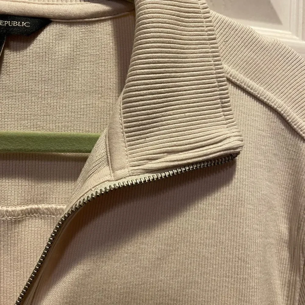 Men’s Banana Republic Cream Ribbed Zip Up Cardigan Jacket M
